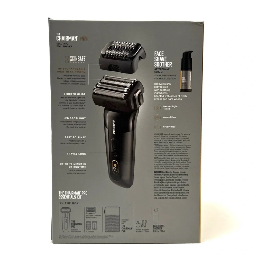 Manscaped Chairman Pro Essentials Kit Electric Foil Face Shaver Stubble Trimmer